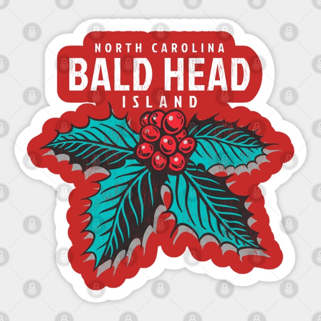 Bald Head Island, NC Christmas Vacationing Holiday Holly Sticker by Contentarama